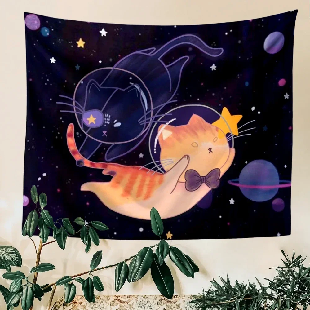 

Милый мультяшный кот, настенный гобелен, эстетическое звездное небо, декор комнаты, гобелены, украшение детской комнаты, декор в общежитии для девочек