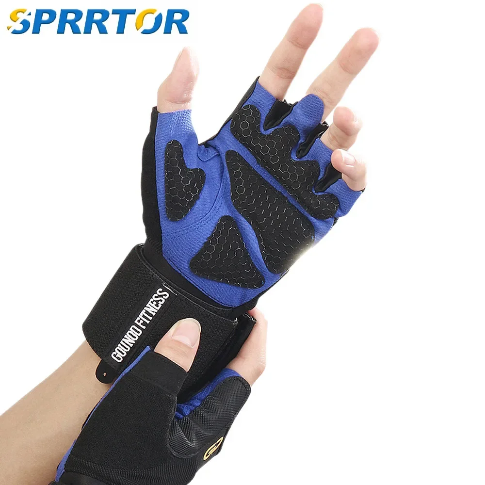 1Pair Ventilated Weight Lifting Gym Workout Gloves with Wrist Wrap Support for Men Women,Full Palm Protection,for Weightlifting