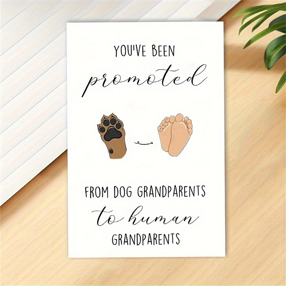 1pc，Funny Pregnancy Announcement for Grandparents, Cute Pregnancy Revel Card for Grandparents, Promoted from Dog Grandparents To