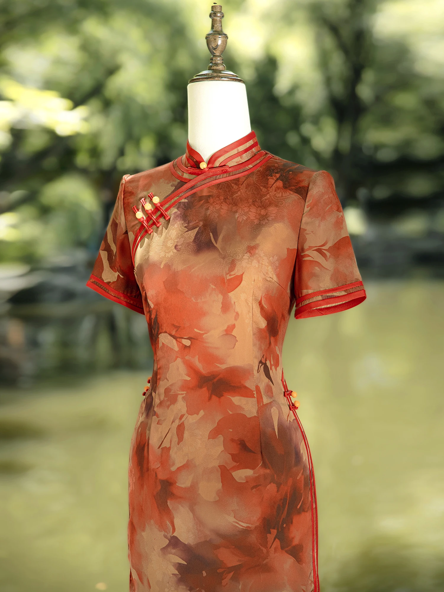 

Red Xiangyun Silk Improved Version Ele Nature Chinese Sle Daily Wear Luy Flower Pattern Summer New Arrival