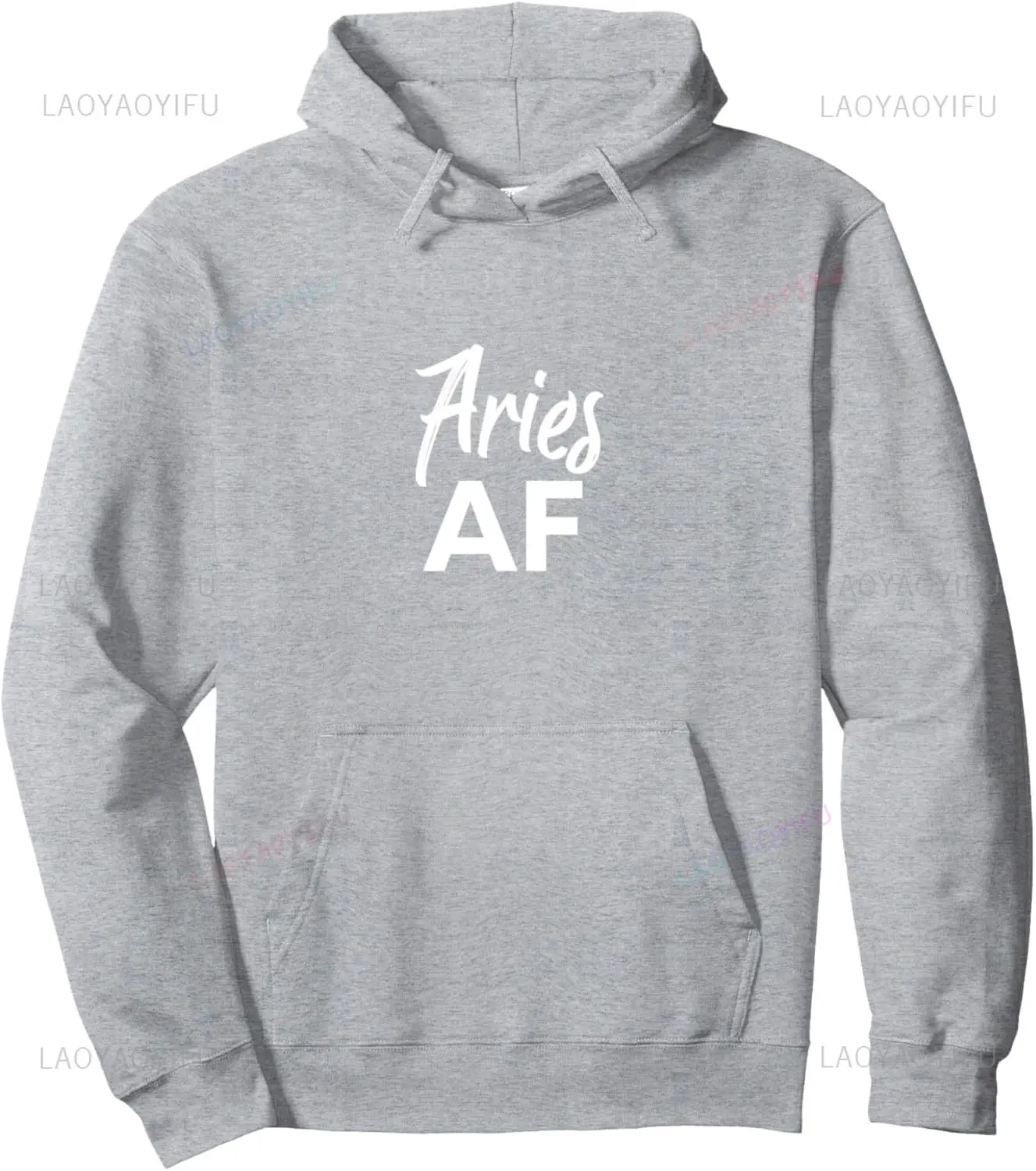 Aries AF Brush Writing / Funny Zodiac Aries Birthday Design Pullover Hoodie Print on Demand Hoodies Customizable Sweatshirt