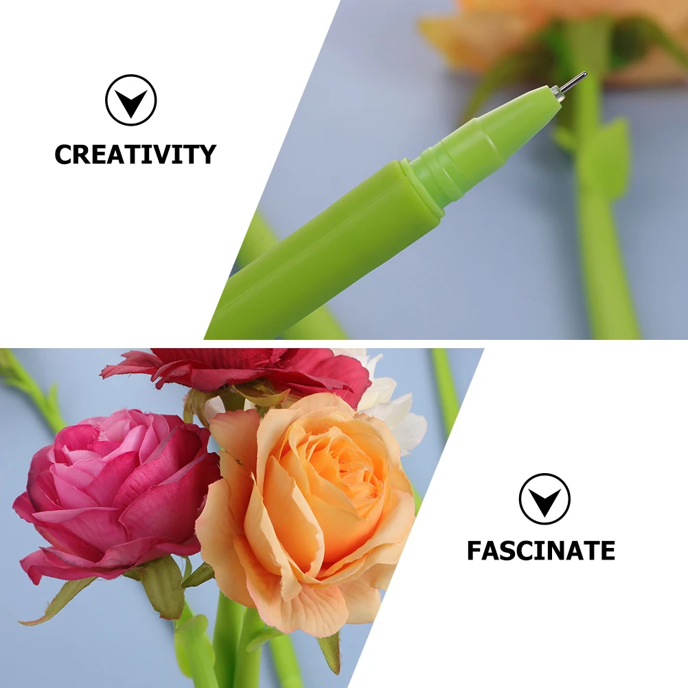 

4 Pcs Simulated Rose Pen Decoration Flowers Fancy Silica Gel Realistic Pens Student Girls Roses