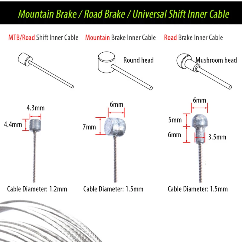 5pcs RISK RC127 Stainless Steel MTB Mountain Road Bicycle Bike Derailleur Shift Brake Inner Cable Line Wire 2100mm 1550mm 1700mm