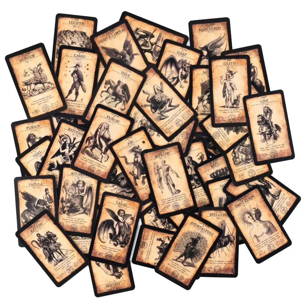 Cartas de Tarô Possuídas por Demônios - Baralho de Divinação Oculta Goetia 10.3*6cm - 78 Cartas de Tarô Gótico Vintage de Demonologia