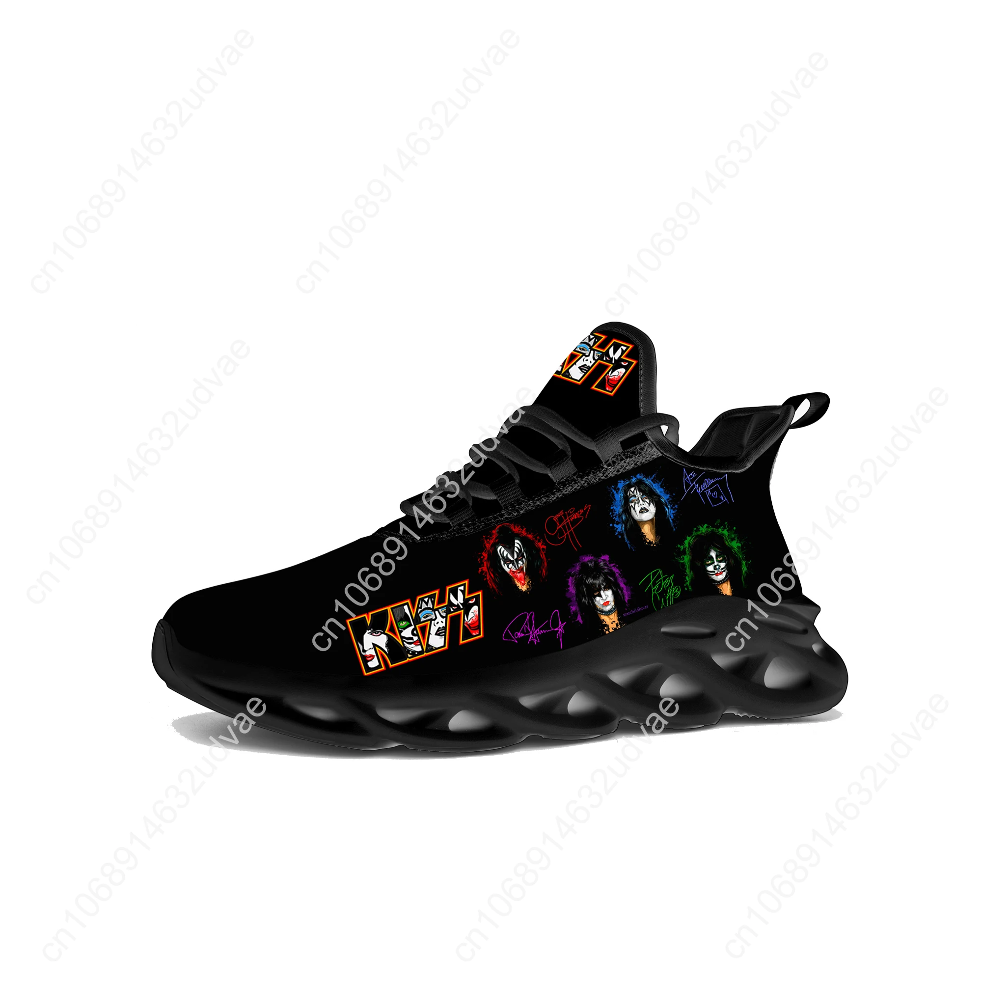 Kiss Rock Band Running Sneakers Mens Womens Sports Shoes Sneaker Lace Up Mesh Footwear Tailor made Shoe Black