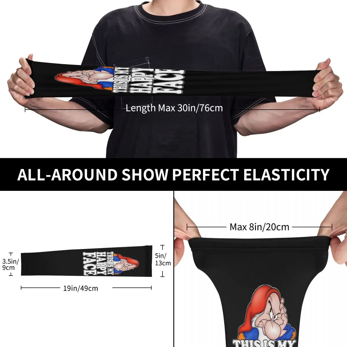 My Happy Face Grumpy Dwarf Outdoor Arm Sleeves Sun UV Protection Cover Summer Ice Silk Cycling Tattoo Sleeves