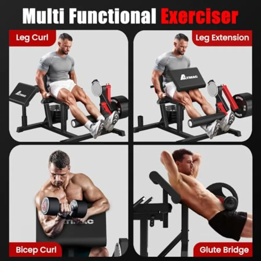 آلة تمديد وتجعيد الساق لتمديد الساق في صالة الألعاب الرياضية المنزلية وآلة تجعيد العضلة ذات الرأسين مع مقعد قابل للتعديل ومسند الظهر