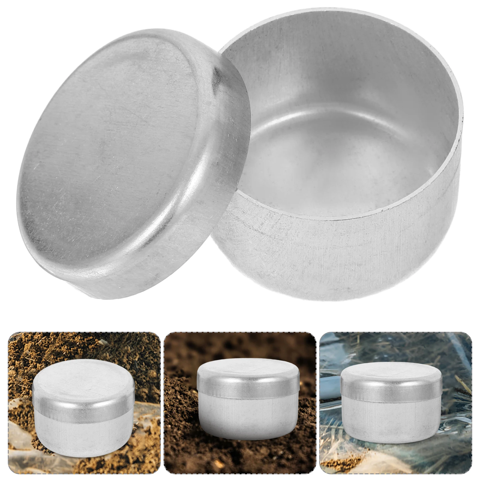 4Pcs Aluminum Soil Sampling Jars Round Weighing Containers for Lab Field Use Soil Weighing Holders Round Box Metal Storage Jars