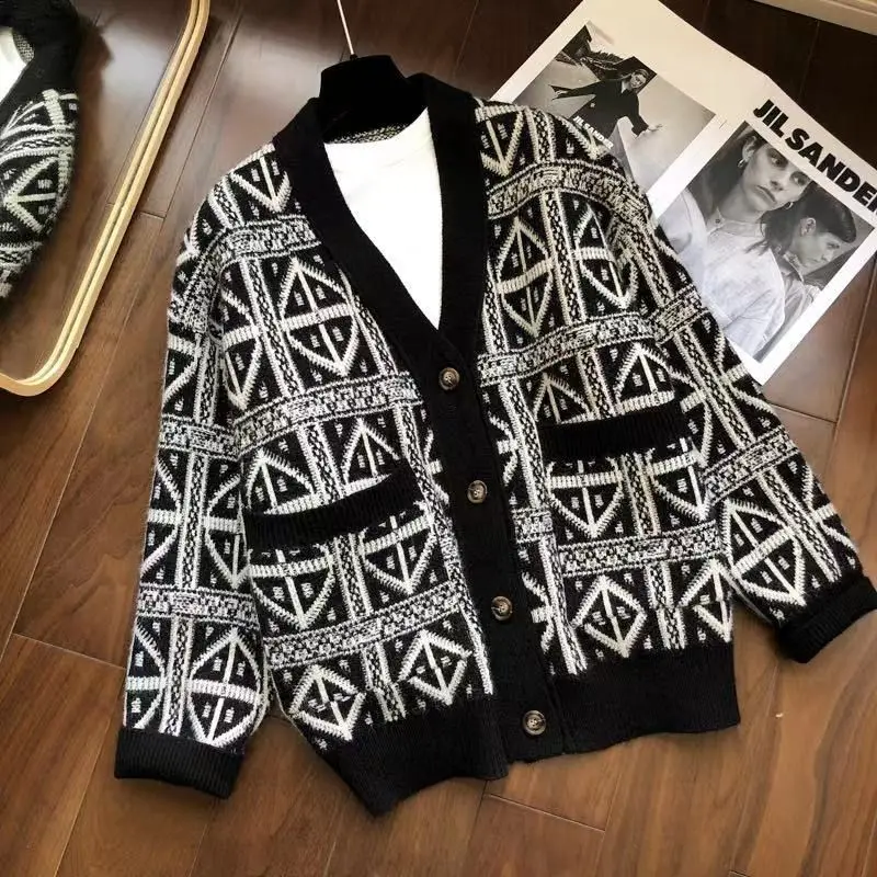 

GOOMIL American Sle Oversize Knitted Cardigan Men's Autumn Winter Loose Lazy Sweater Jaet Trendy Couple's Outerwear