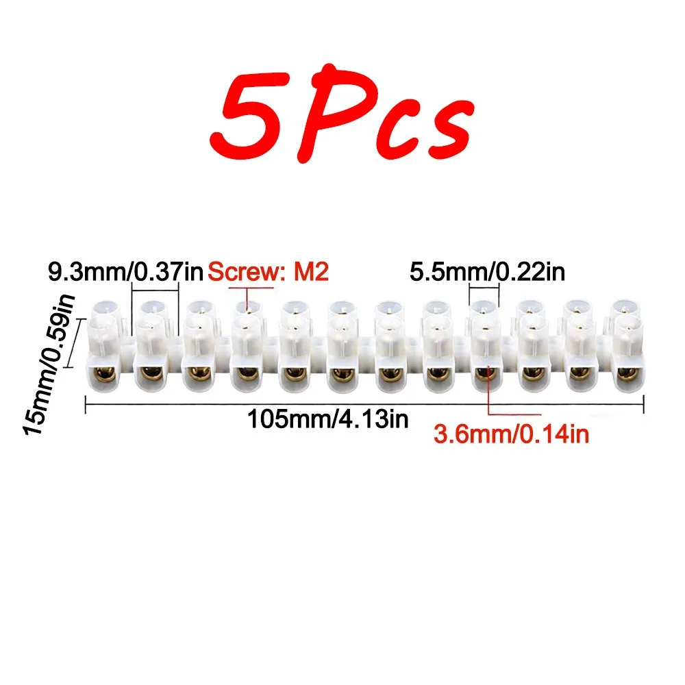 5Pcs 12 Position Electrical Connector Strip Screw Connection H Type Structure Wire Connector Block Insulated Housing