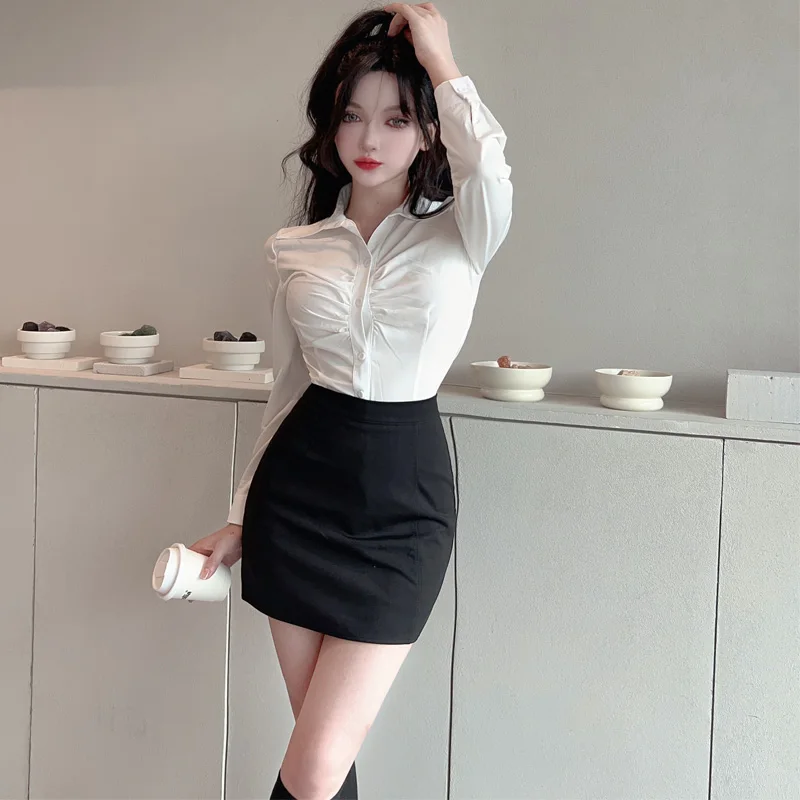 مجموعة أزياء نسائية بيضاء طويلة Sve irt احترافية، تنورة رسمية للأميرة، ملابس عمل ضيقة