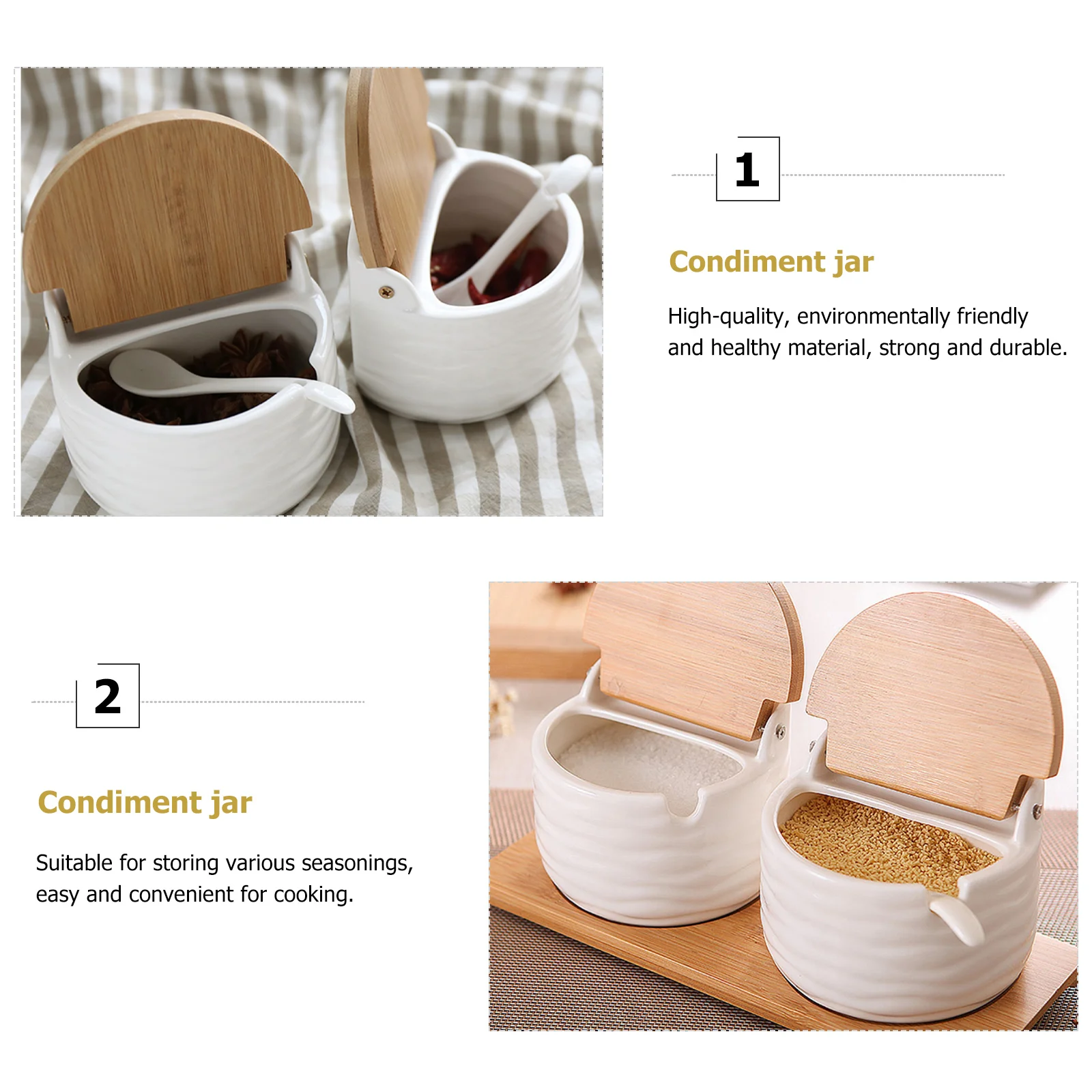 

1 Set Ceramic Kitchen Condiment Pots Spice Jars Seasoning Storage Containers Home Restaurant Cooking Corrosion Resistant Heat