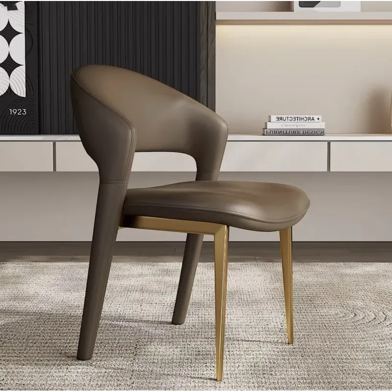 Modern Leather Revolving Dining Room Chair-Brown Home Bar & Gym Use