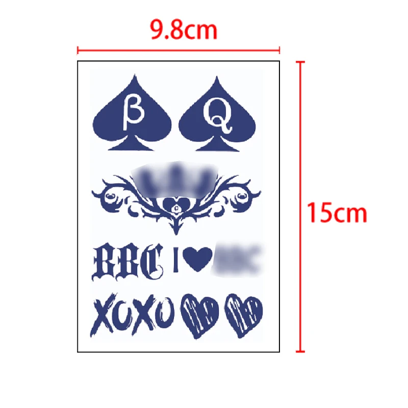 Q of Spades Tattoos Waterproof Temporary Tattoo Stickers Tatouage Stitch Fake Tatoo Body Art Flash Tattoo Henna Tatoo Men