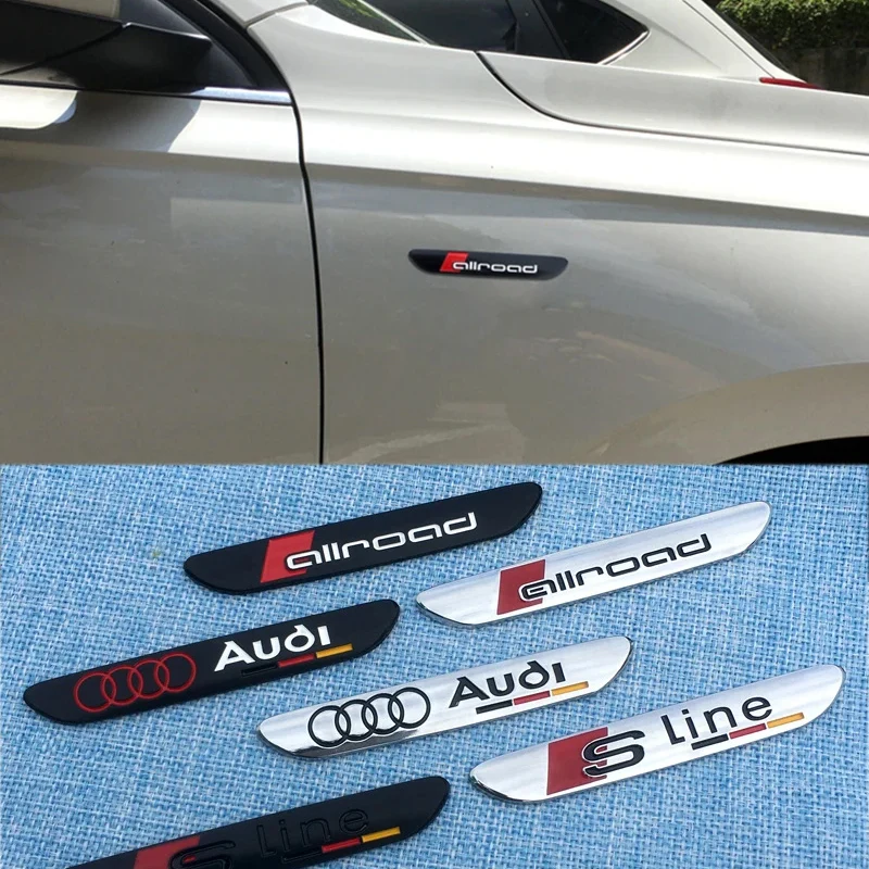 Car Side Fender Badge Sticker for Audi Sline A1 A3 A5 A6 A7 A8 Q1 Q2 Q3 Q4 Q5 Q7 Q8 TT S3 S5 S7 A4L A6L Logo Auto Accessories