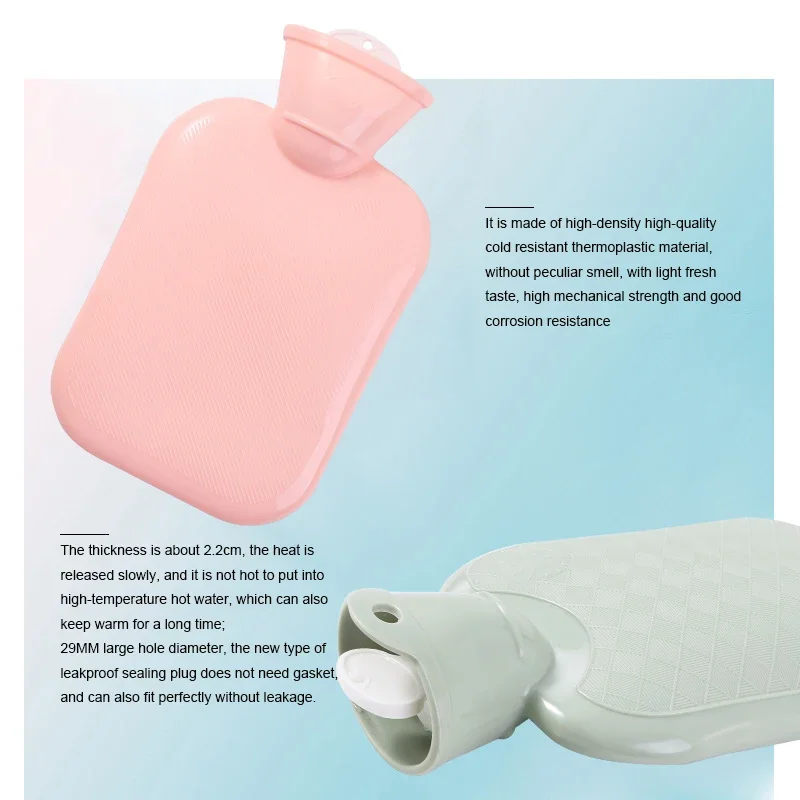 Winter thick explosion-proof hot water bag, high-density PVC simple warm water bag, cute cartoon portable hand warmer