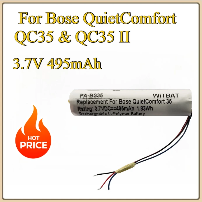 

New QC 35 Replacement Battery for Bose QuietComfort QC35 & QC35 II Accumulator 3-wire 3.7V 495mAh