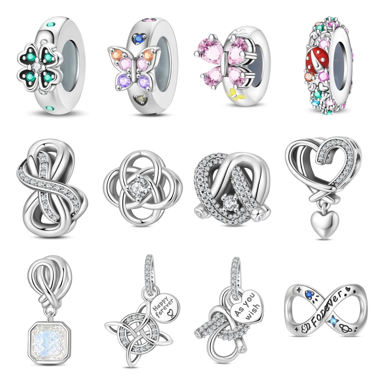 Original 925 Sterling Silver Charms Romantic Eternal Love Knot Mobius Strip Beads Fit Bracelets Necklaces DIY Jewelry Women