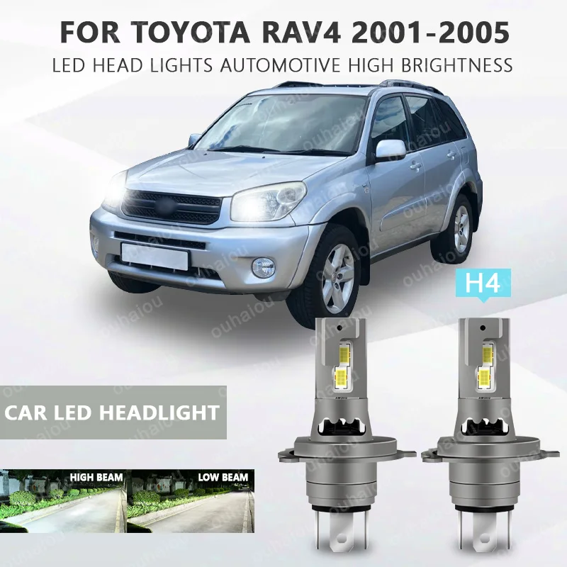 

2PCS For Toyota Rav4 2001-2005 H4 9003 LED Headlight Bulbs CSP Fanless High & Low Beam H4 LED Headlamp 6000K White