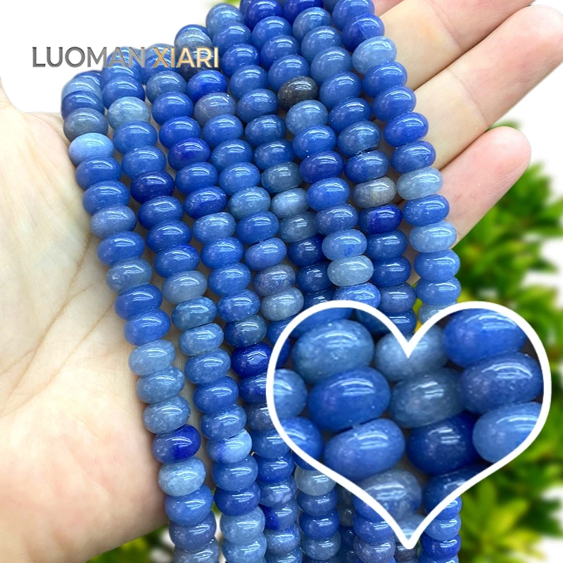 Natural Stone 6x10mm Abacus Blue Aventurine Loose Spacer Beads for Jewelry Making Diy Necklace Bracelet Charms Accessories 15''