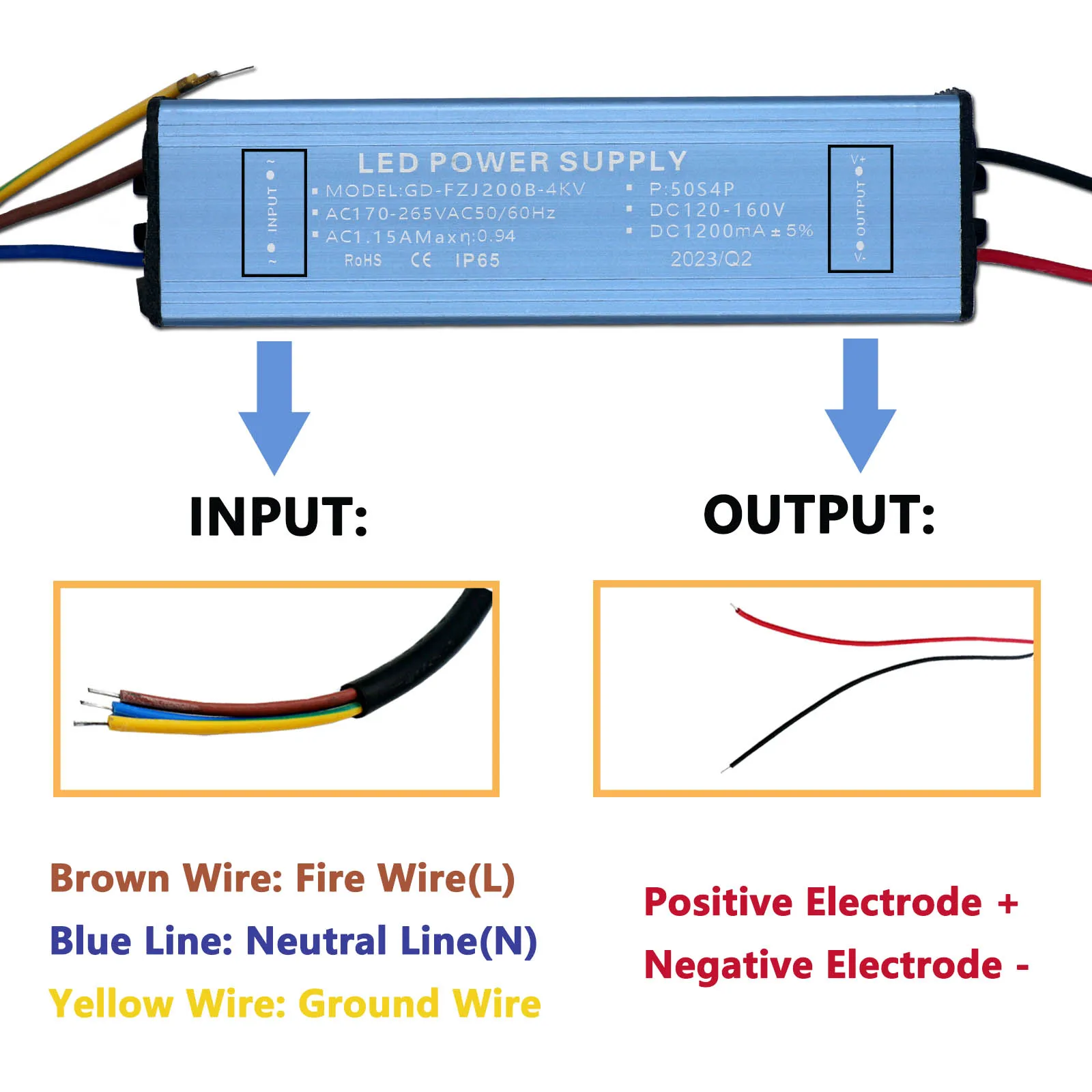 200W LED Driver DC120-160V 1200mA Power Supply Constant Current Control Lighting Transformer for LED Flood Light