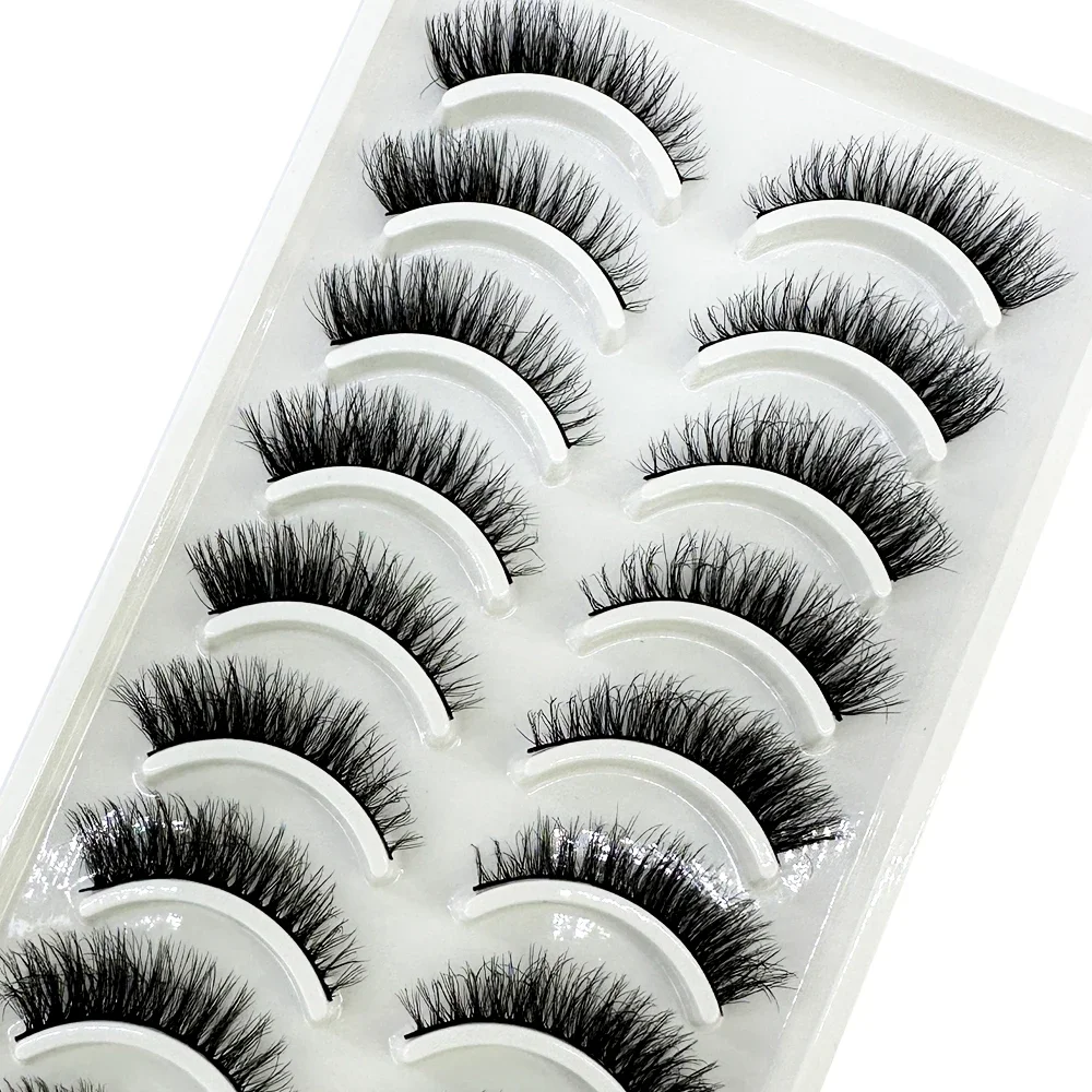 10 أزواج الرموش ثلاثية الأبعاد المنك الطبيعي الرموش الصناعية الرموش وهمية رقيق لينة عبر رموش Wispy الرموش تمديد طقم ماكياج