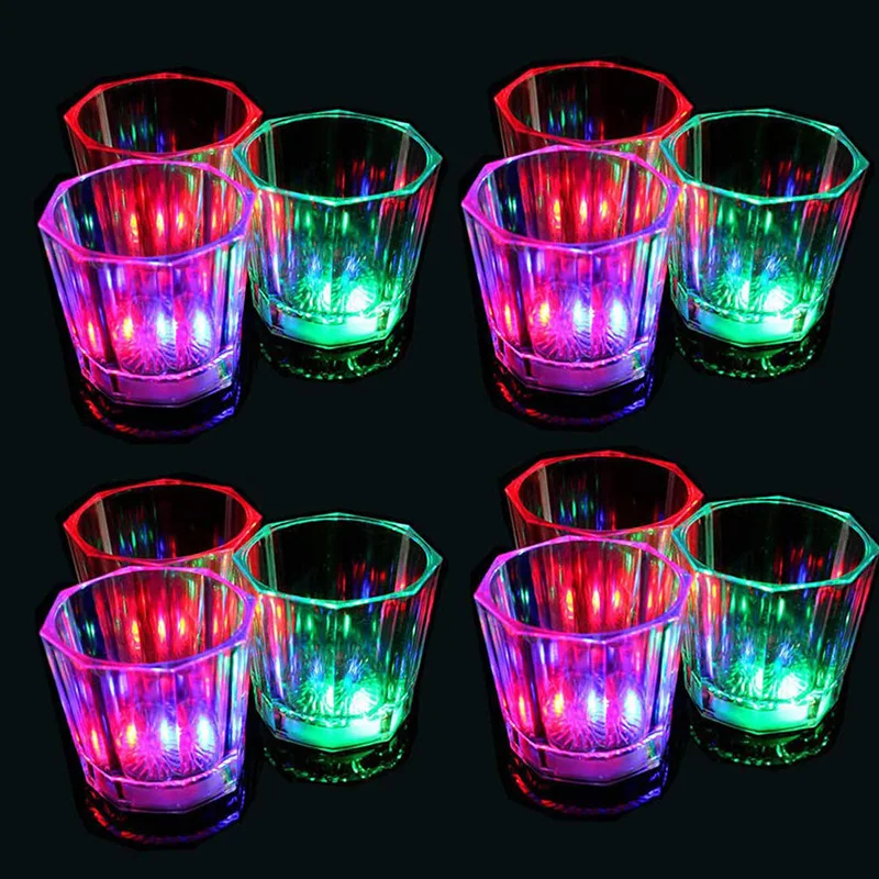 

20/100/500PCS Glowing Cup Light Up Drinking Glasses Shot Cups LED Flash Glow In The Dark Shot Glasses For Birthday Party Favors