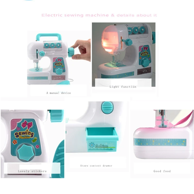 Mini machine à coudre électrique pour enfants, taille moyenne, style de couture, kit d'artisanat, jouets de simulation, jouet intéressant pour les enfants