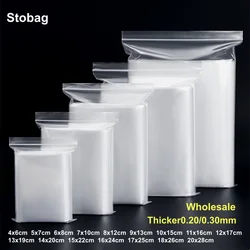 StoBag Wholesale Transparent Zipper Plastic Bag Thick Sealed Food Packaging Waterproof Small Large Clear Storage Reusable Pouch