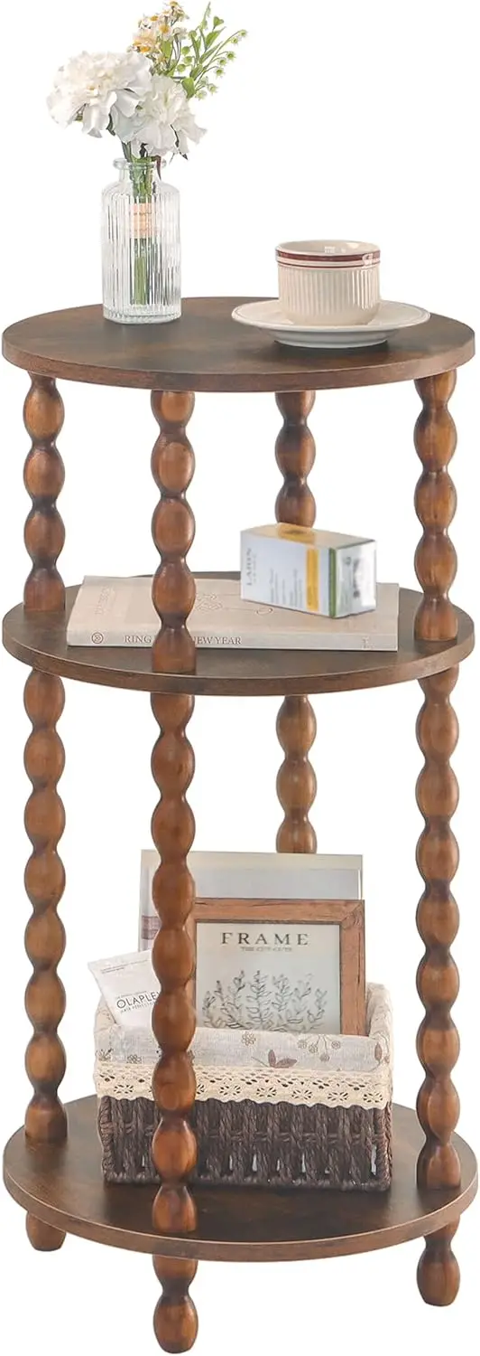 

Small Side Table, 3-Tier Round End Table for Small Spaces, Modern Bedside Table Nightstand for Bedroom, Living Room, Office,