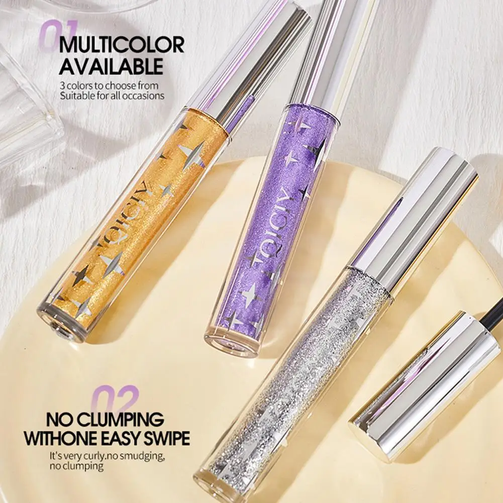 ダイヤモンドシャインマスカラ防水グリッターボリュームカールマスカラまつげ速乾持続シマーファッショナブルセクシーメイクアップ