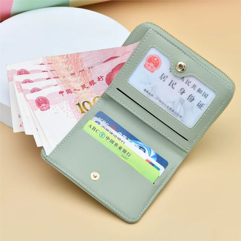 Dompet Mewah Desainer Kelas Atas Untuk Wanita Bahan Kulit PU Dengan Ritsleting Tempat Kartu Lipat Dompet Koin Wanita Carteras Monederos De Mujer