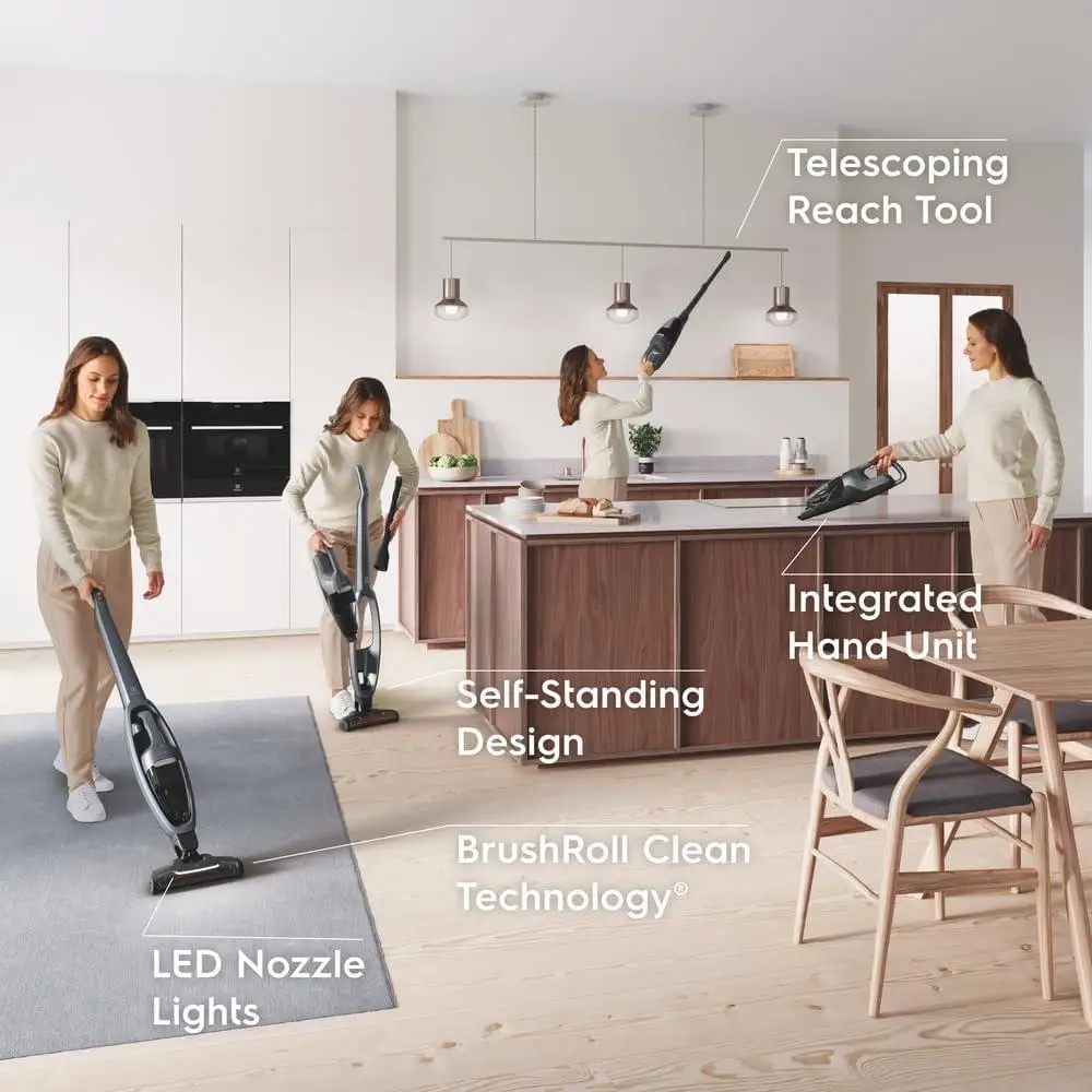 Cordless Vacuum Cleaner Lightweight Turbo Brushroll with LED Nozzle 5-Step Filtration 50mins Runtime Motorized Bristle Carpet