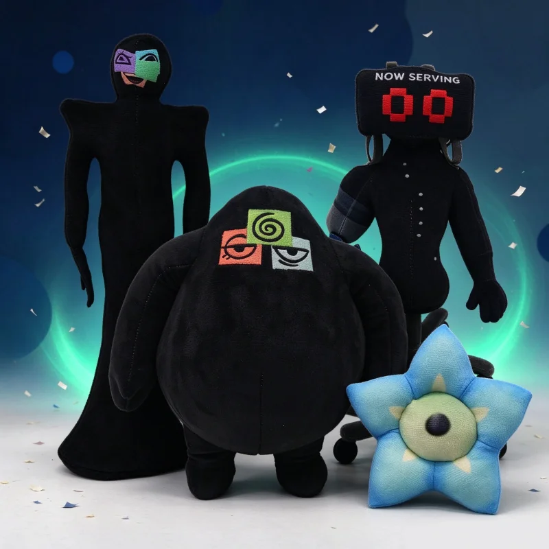 2026 New Horror Doors Game Plush Doll Soft Stuffed Toy Black Fat Monitor Monster Peripherals Display Screen Gift For Game Fans