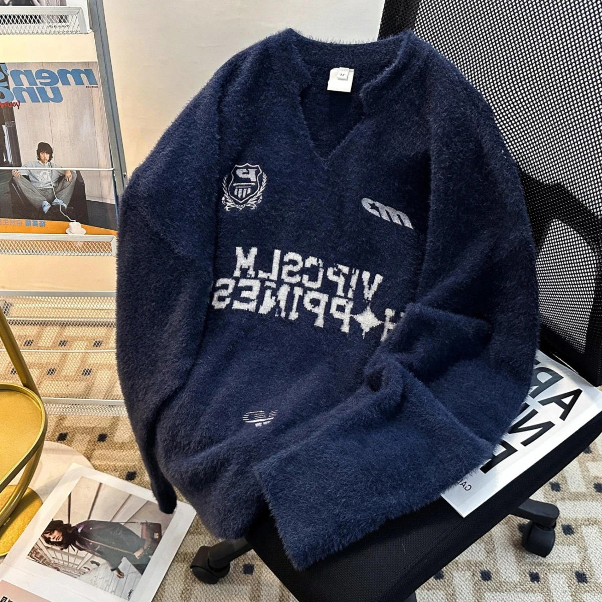 American Sle V-Ne Sport Sweater Men's Lazy High-End College Sle Knitted Outerwear Autumn Spring Season Casual Wear