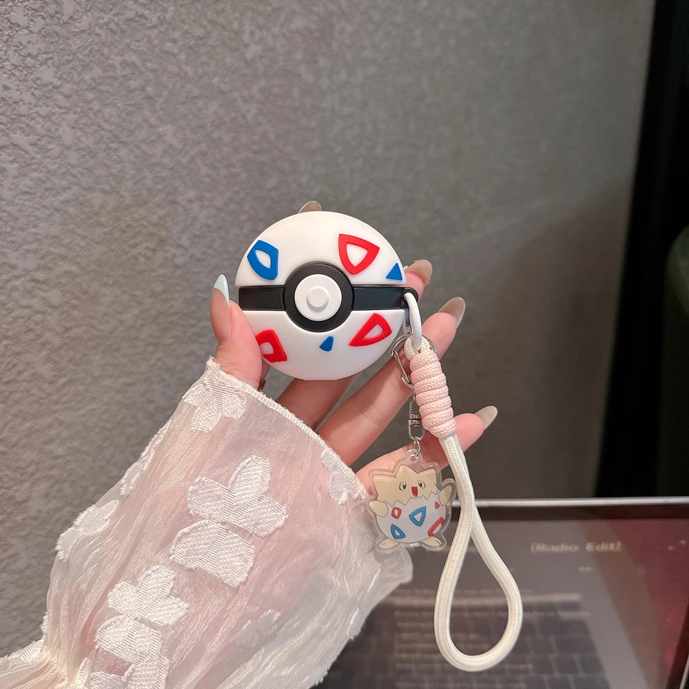 3D Pocket Monsters Pokemon Togepi Poké Ball Earphone Case For Airpods 4 2 3 Pro 3 2 Wireless Bluetooth Headset Protective Cover