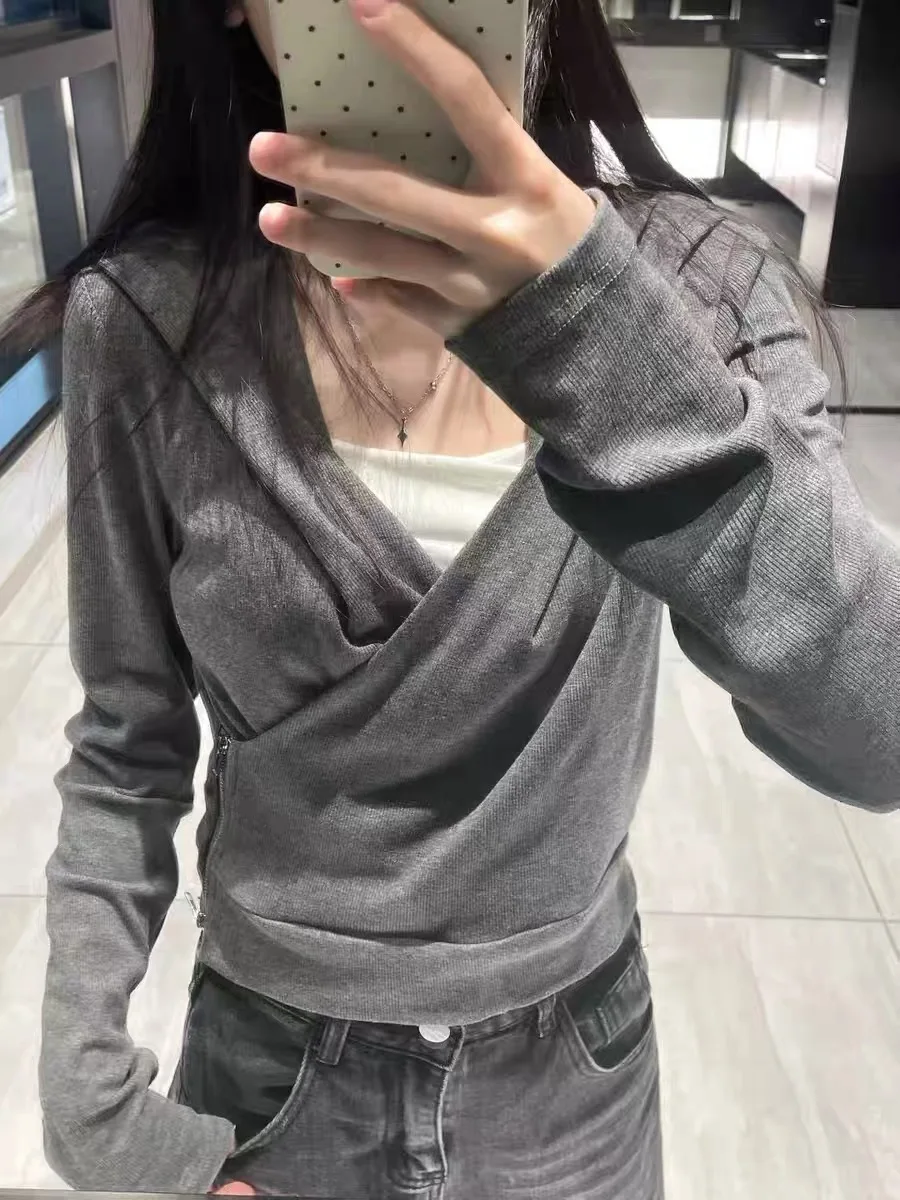 plus Size Women's Slimming T-Shirt with Waist-Cinching Design And Patchwork Hoodie Long Sleeve Autumn New Style for Plump Sister