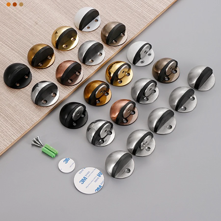 1pc Stainless Steel Door Stop Turtle Top Punch-free Door Touch Silent Metal Half Ball Door Blocker Anti-collision Thickened Door