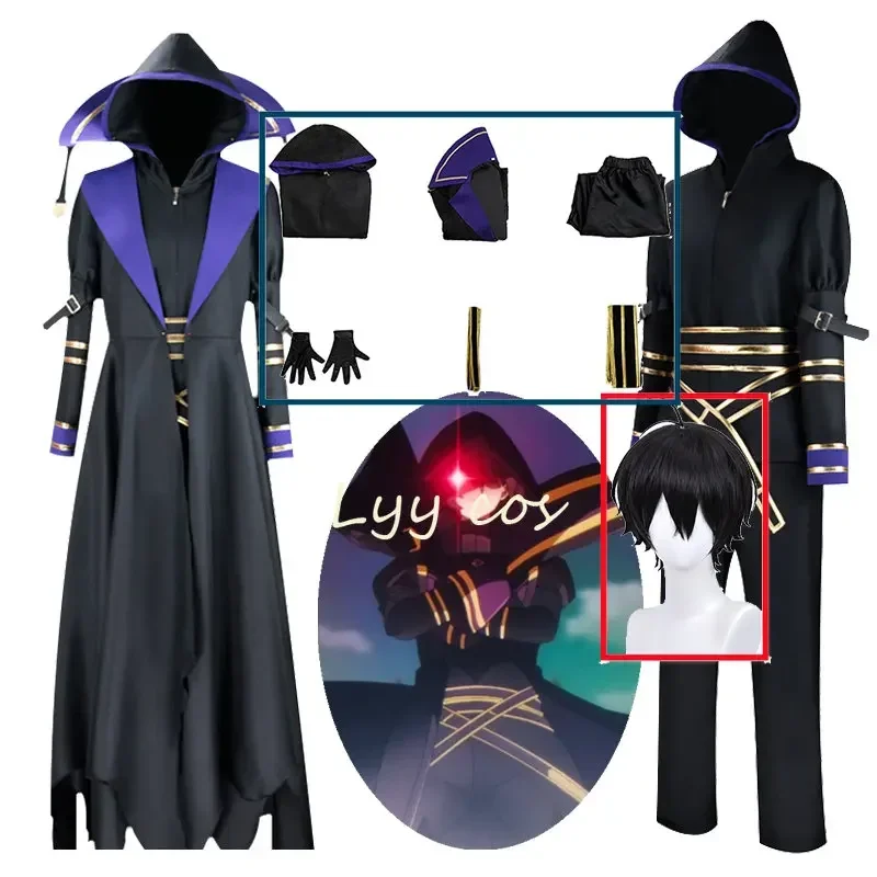 

Anime The Eminence In Shadow Cosplay Kagenou Cid Cosplay Uniform Men Minoru Kagenou Hooded Cloak Wig Halloween Costume$0$k