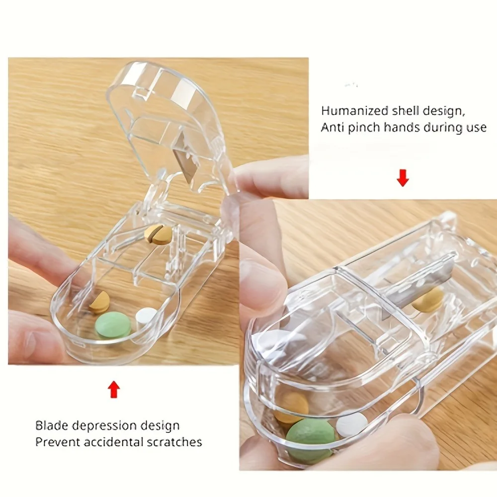 Portable Pill Cutter Box Medicine Tablet Splitter Holder Drug Box for Easy Access to Your Daily Dose