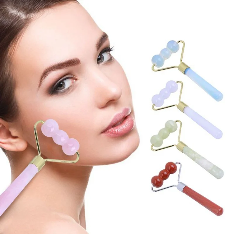 Rodillo de Cuarzo Rosa Natural, Rodillo de Jade para Masaje Facial, Barra de Masaje de Belleza, Rodillo de Jade para la Salud Facial