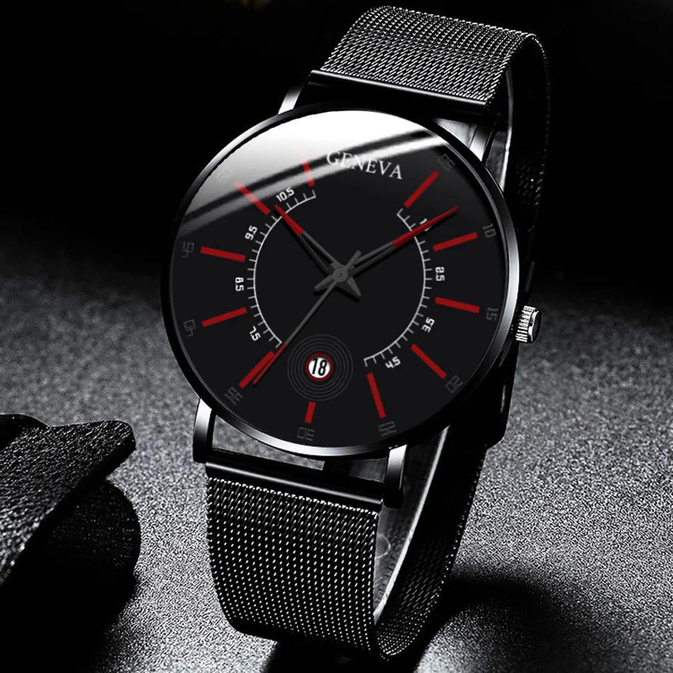 Calendar Sports Men Watch for Women Quartz Watches Stainless Steel Mesh Strap Waterproof Dress Watch Fashion Luxury Wristwatch