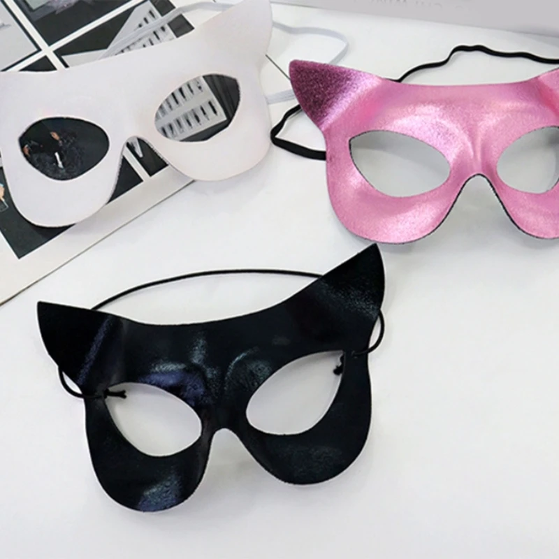 قناع قطط بلاستيكي صديق للبيئة E15F، آمن للحفلات التنكرية واحتفالات الهالوين الأساسية