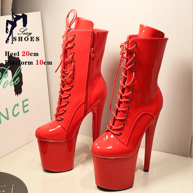 2024 Stripper Heels Red 8 Inch High Platform Pole Dancing Ankle Boots Sexy Knight Female High Heels Ladies Shoes Fast Shipping