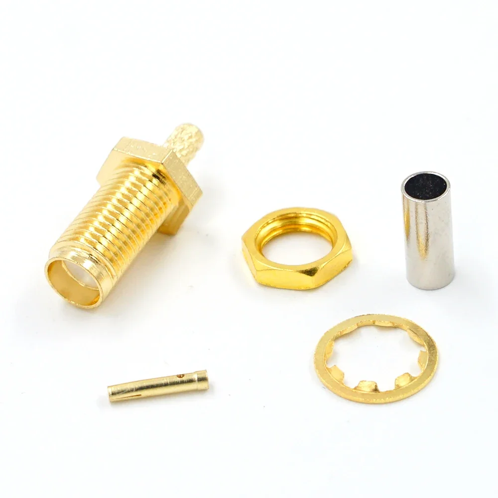 

50pcs SMA Female Jack Or RP-SMA female (Male Pin) Plug Center Nut Bulkhead Crimp RG174 RG316 RG316D RG179 LMR100 RF Connector