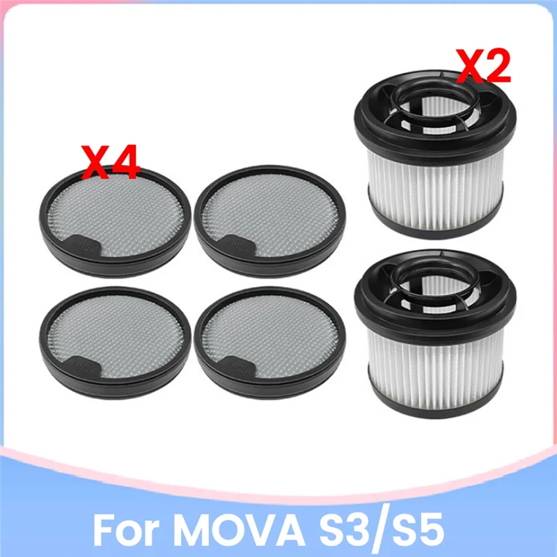 A76G-6PCS استبدال مجموعة مرشح ل MOVA S3/S5 يده مكنسة كهربائية لاسلكية قبل وبعد تصفية قابل للغسل وإعادة الاستخدام