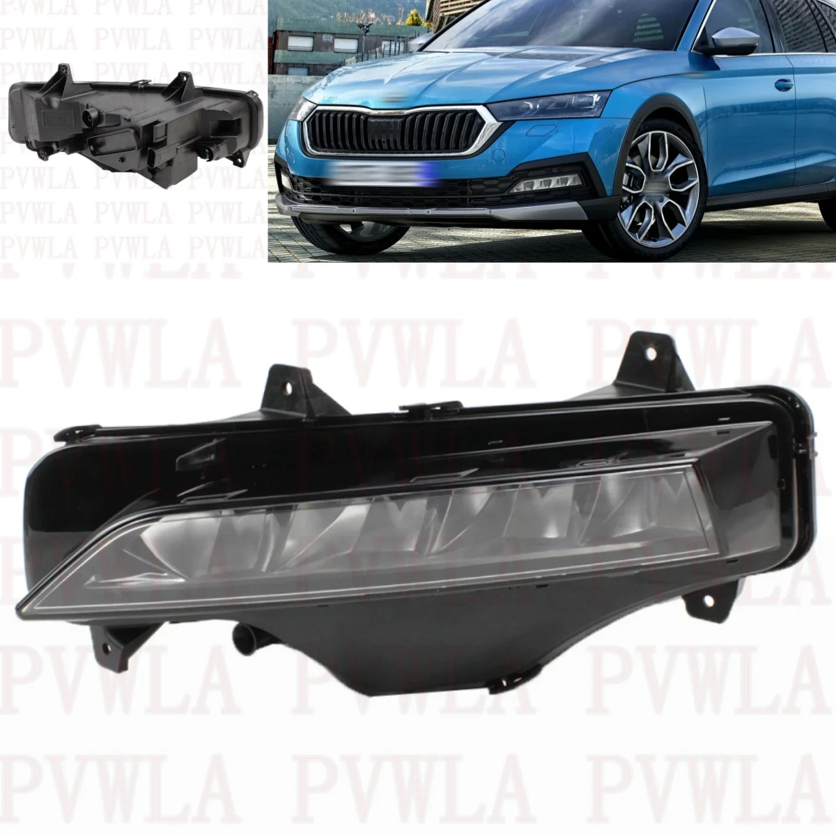 Left Side Front LED DRL Daytime Running Lights Fog Lamp Light 5E3941699 For Skoda Octavia 2020 2021 2022 2023 Don't fit Rs