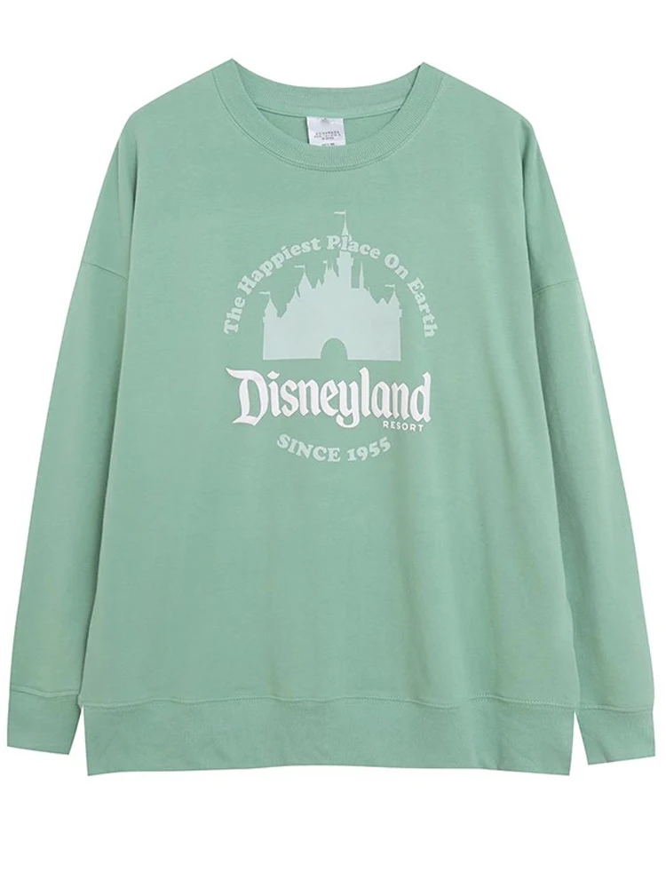 Disneyland Walt Disney World Castle Letter Sweatshirt Celebration Cartoon Print Unisex Couple Women Jumper Tops 3 Colors Female