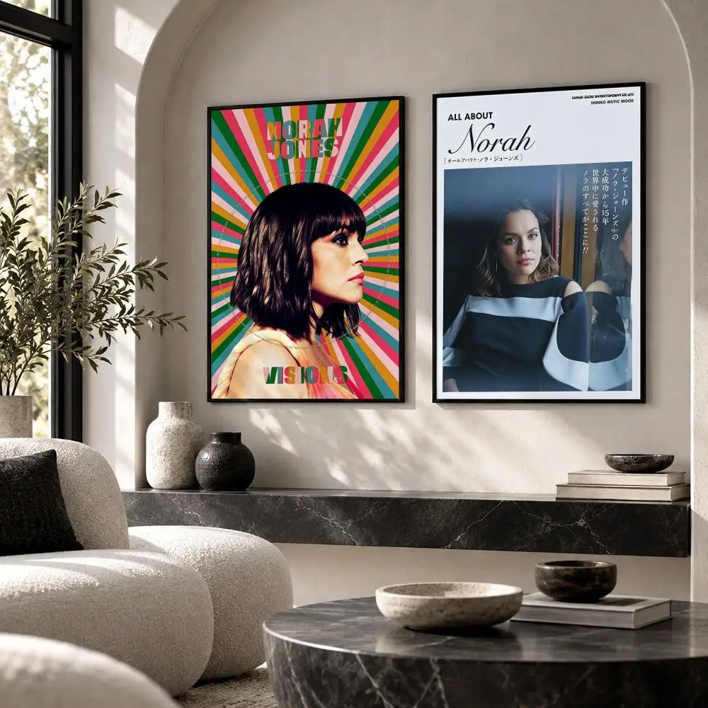 music Norah Jones Poster Peel and Stick Poster Waterproof Self Adhesive Wall Sticker Modern Wall Art Decor Bedroom
