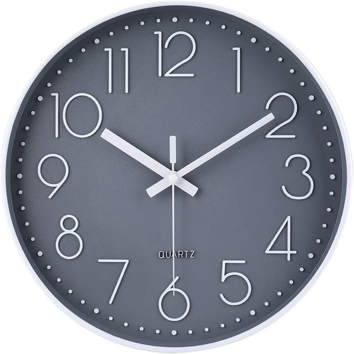 Fits for 14 Inch Non-Ticking Wall Clock Silent Battery Operated Round Wall Clock Modern Simple Style Decor Clock (Gray)